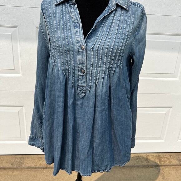 AMERICAN EAGLE WOMEN’S SIZE S JEGGING FIT DENIM TOP, chambray blue - Picture 1 of 6